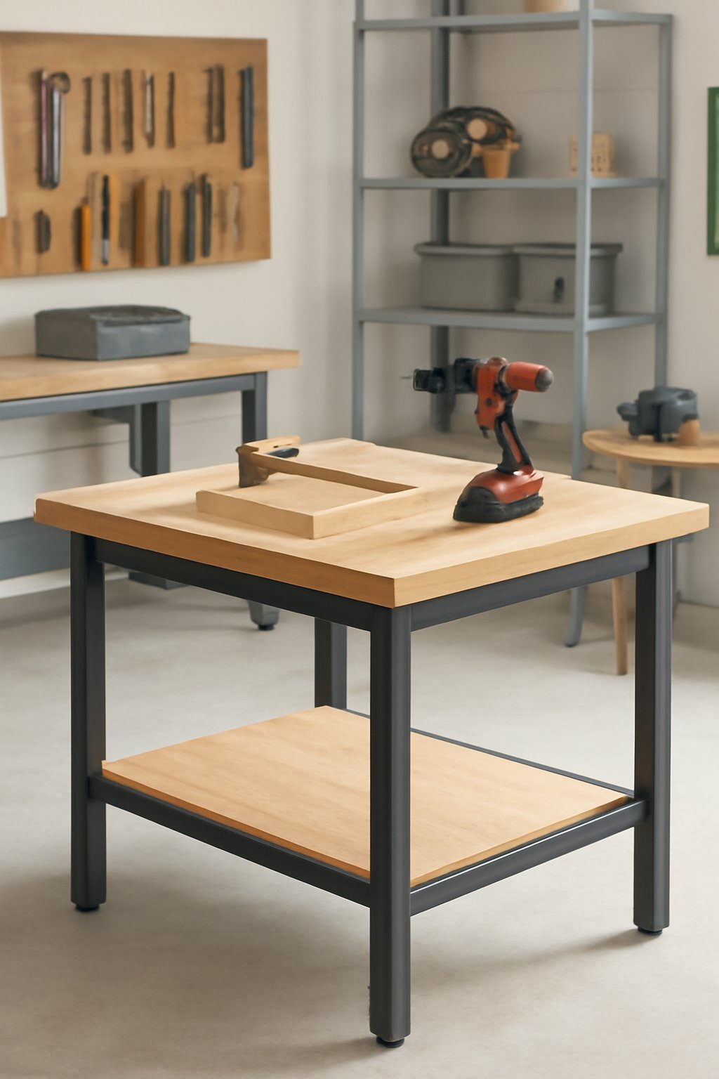 Klappwerkbank mit Holzplatte