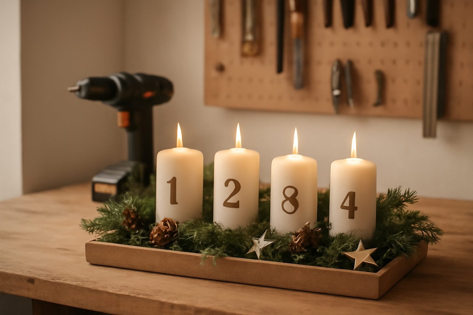 Adventsdeko mit Baumscheiben selber machen in 6 Schritten