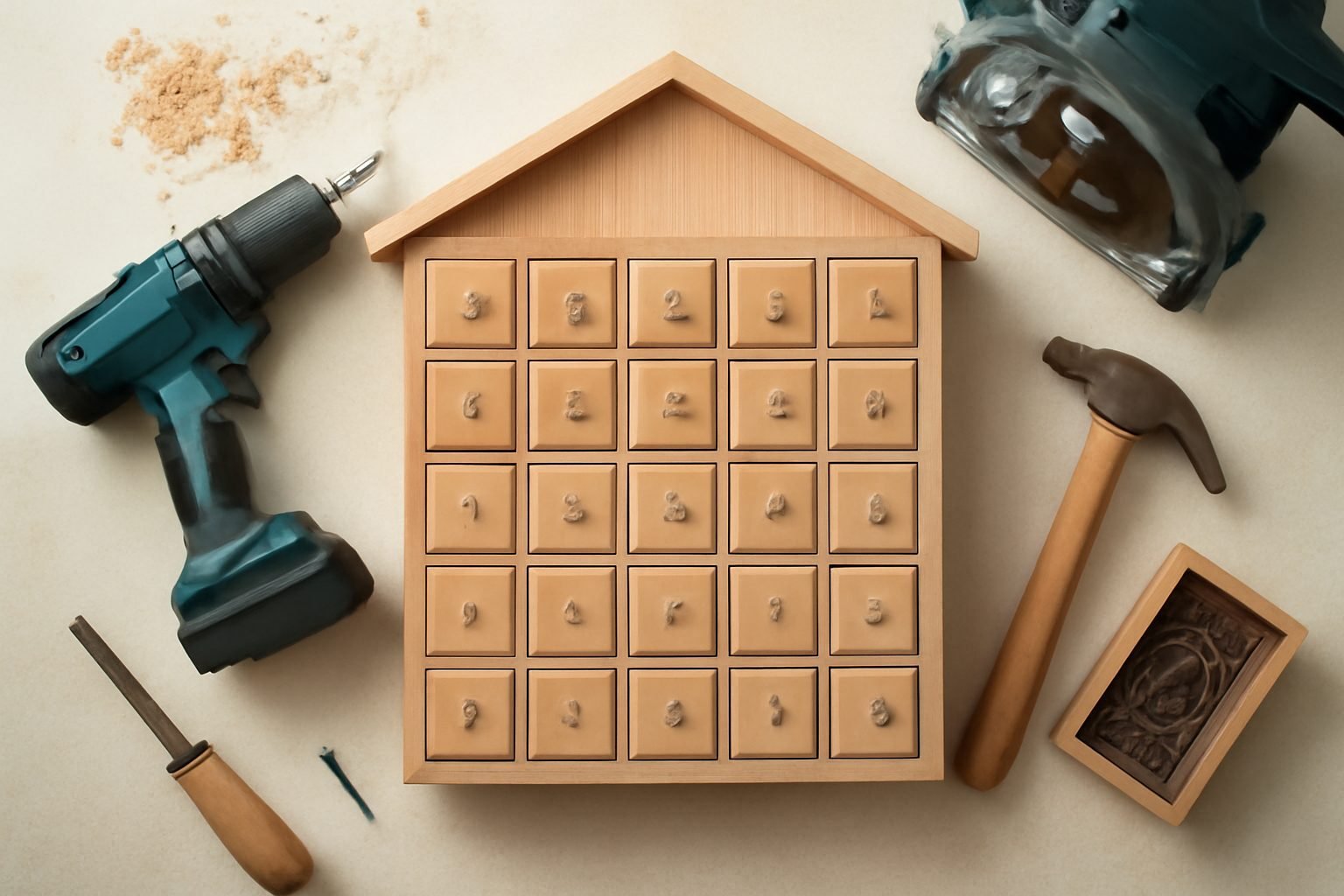 Adventskalender DIY basteln aus Holz ohne Vorkenntnisse