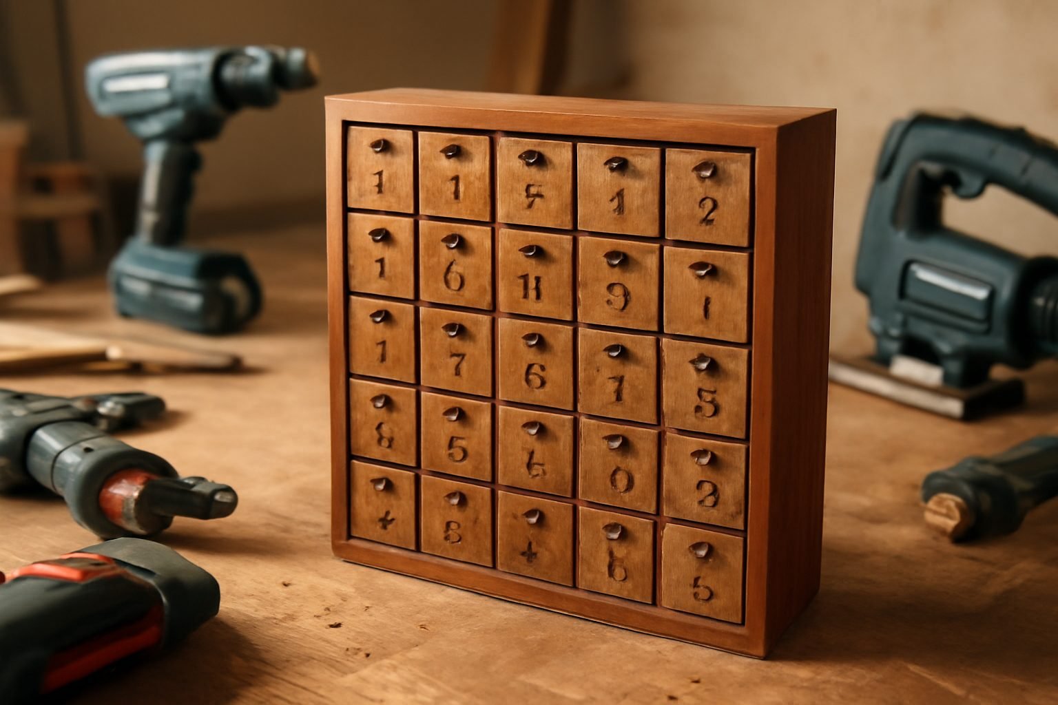Adventskalender Wand aus Holz gestalten