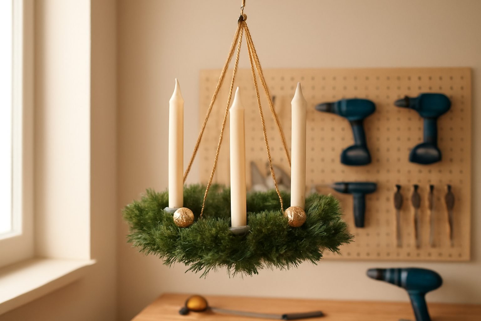 Hängender Adventskranz aus Holz: 15 Ideen zum Nachmachen