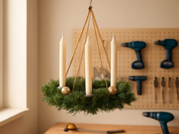 Hängender Adventskranz aus Holz: 15 Ideen zum Nachmachen
