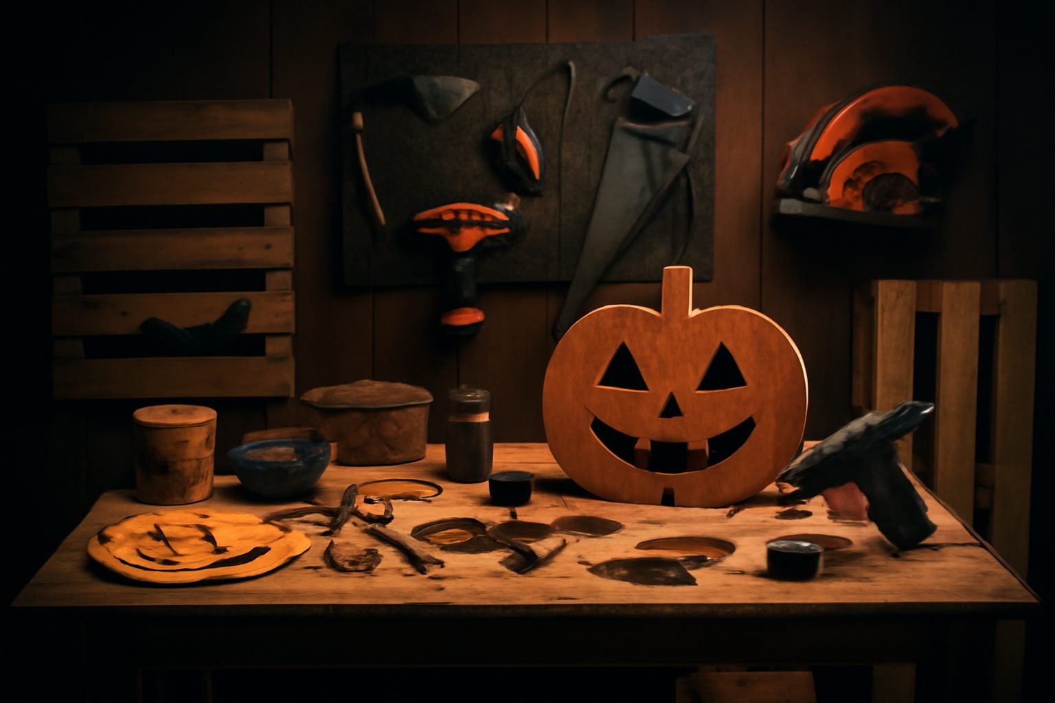 Halloween basteln aus Paletten ohne Vorkenntnisse