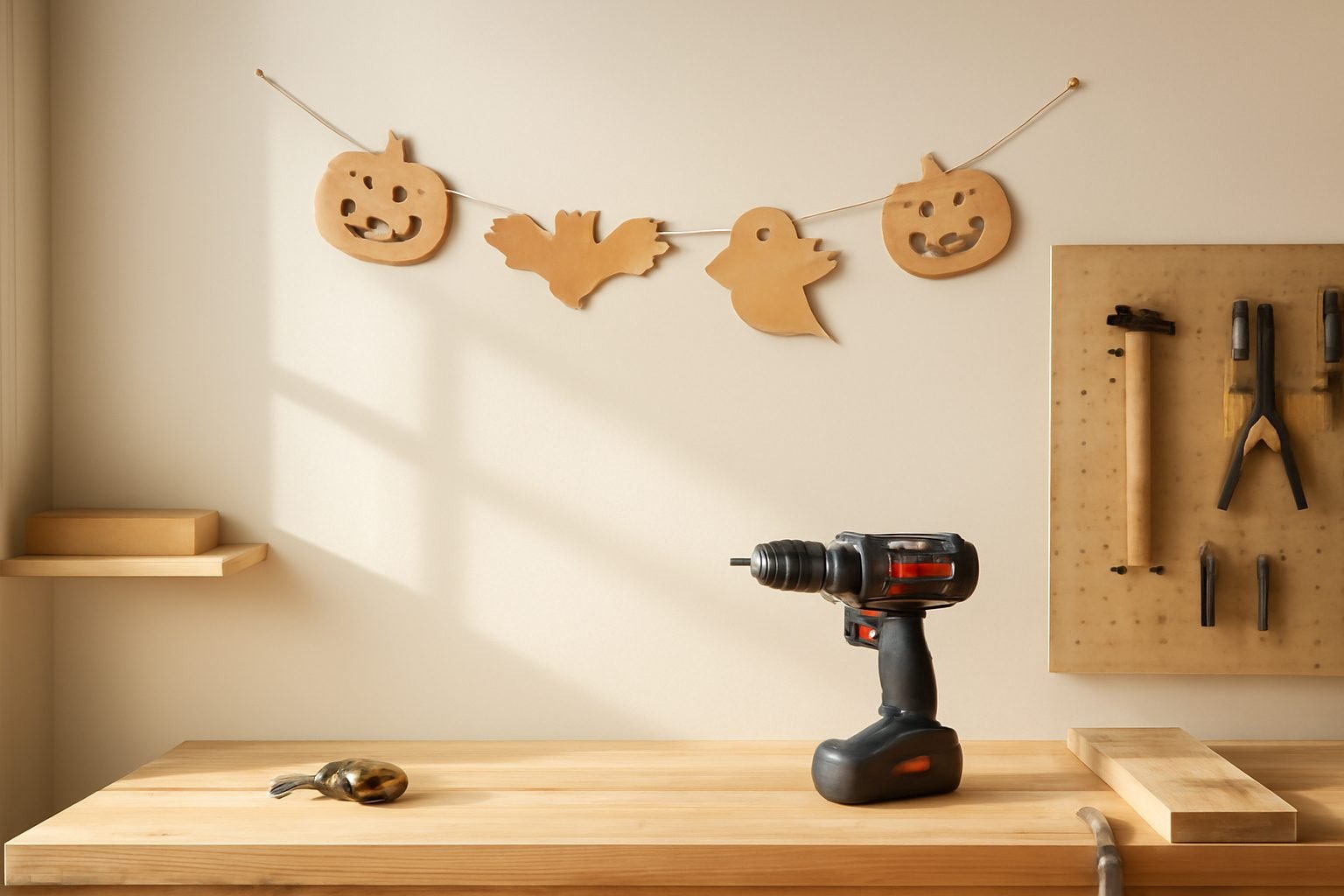 Halloween Girlande aus Holz — der Weg zum Ergebnis