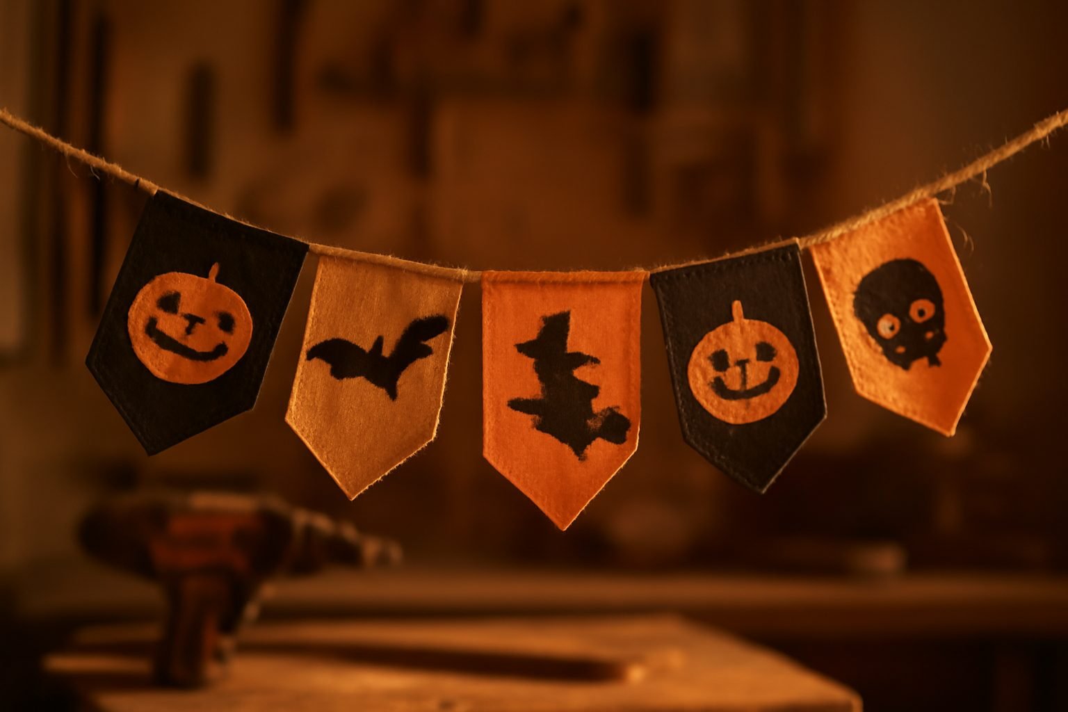 Halloween Girlande aus Stoff selber machen in 6 Schritten