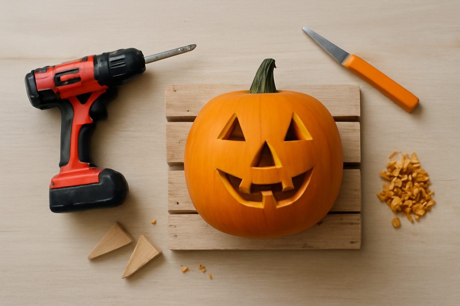 Halloween Kürbis schnitzen aus Paletten — so geht es richtig