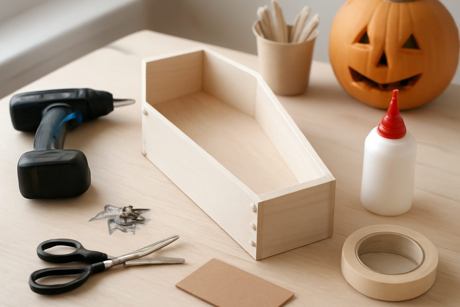 Halloween Sarg selber bauen Anleitung ohne Vorkenntnisse