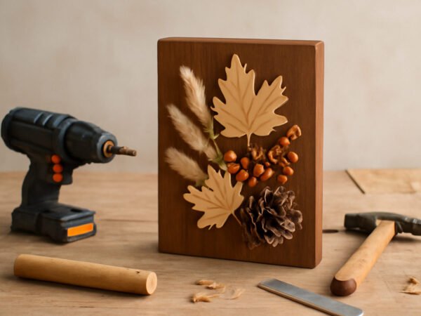 Herbstdeko basteln einfach aus Holz in 6 Schritten
