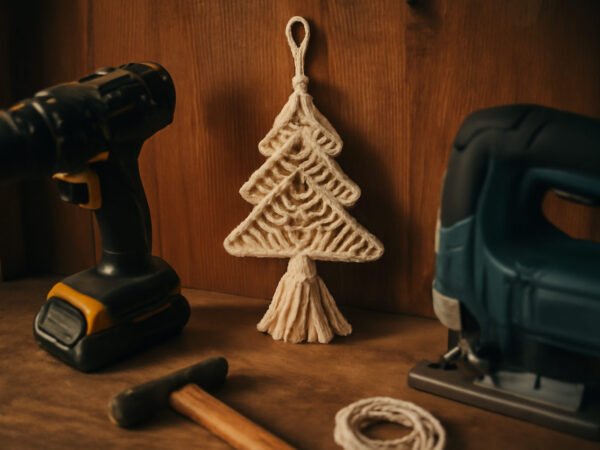 Makramee Weihnachten Anleitung aus Holz in 6 Schritten