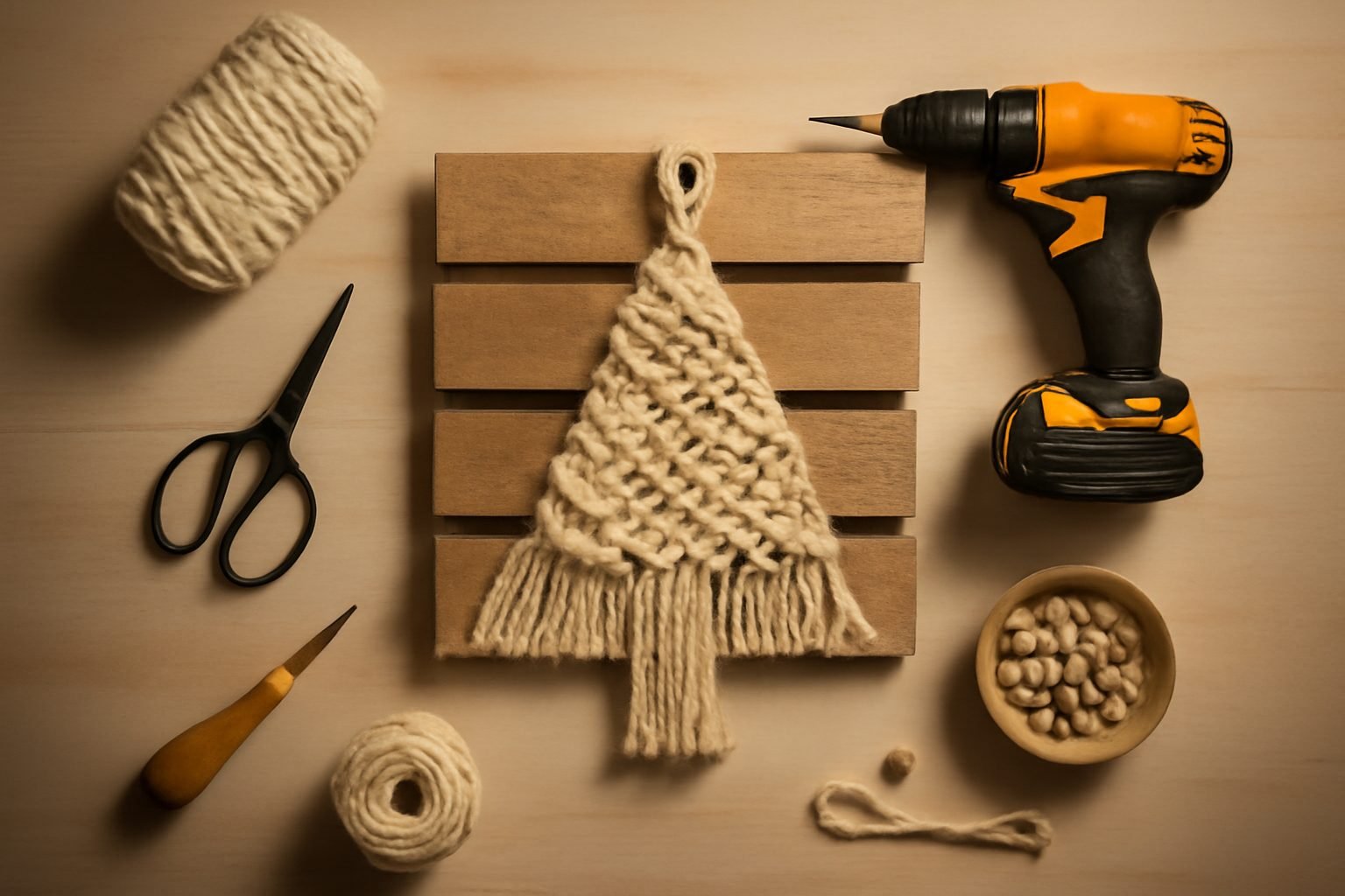 Makramee Weihnachtsbaum Anleitung aus Paletten