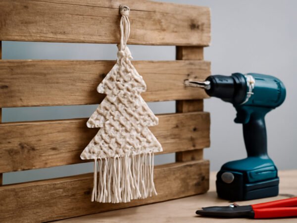 Makramee Weihnachtsdeko aus Paletten — der Weg zum Ergebnis