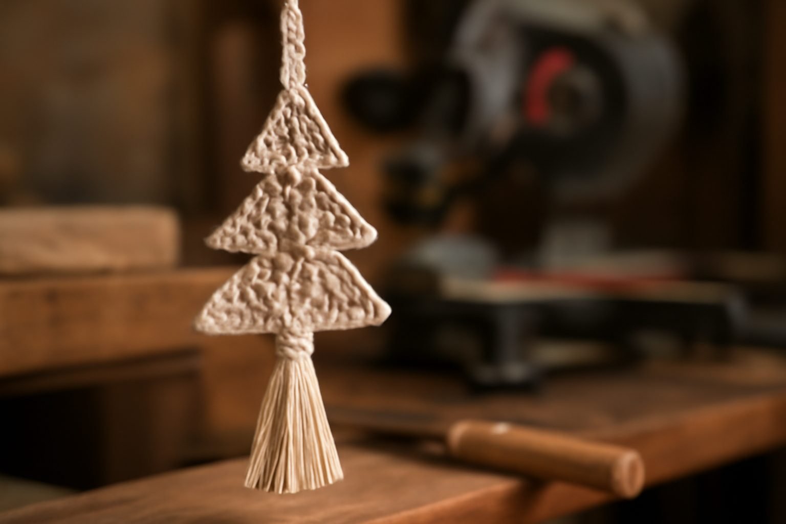 Makramee Weihnachtsdeko Holz Vorlage — der Weg zum Ergebnis