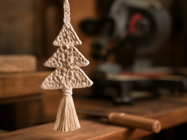 Makramee Weihnachtsdeko Holz Vorlage — der Weg zum Ergebnis
