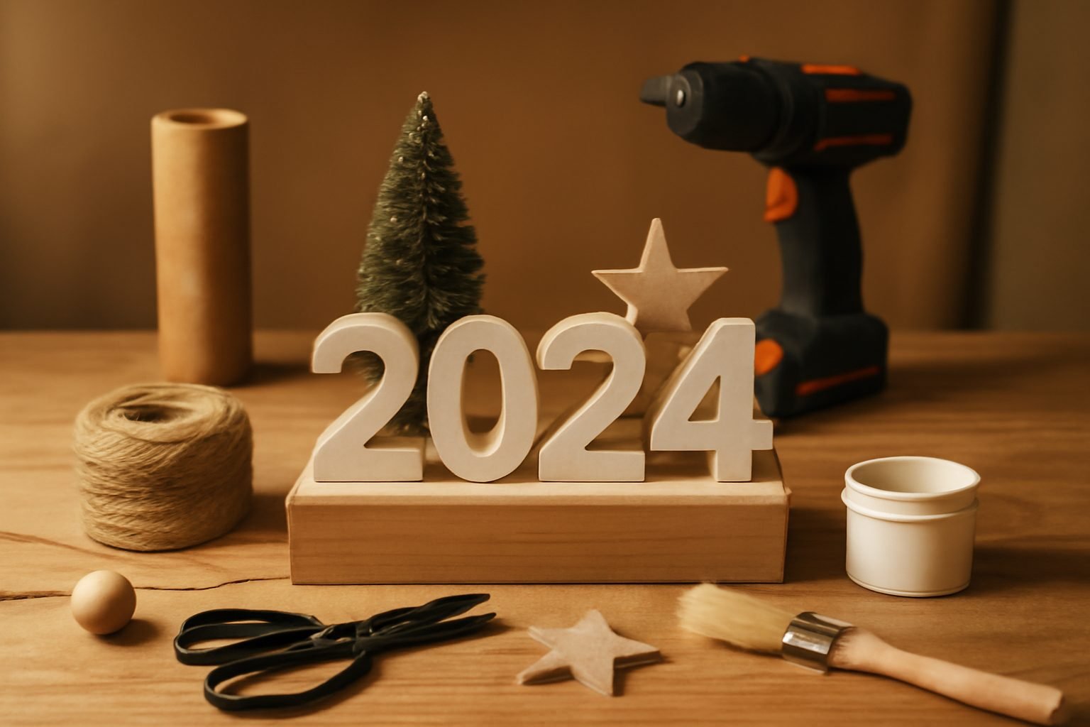 Tischdeko für Silvester selber machen Holz in 7 Schritten
