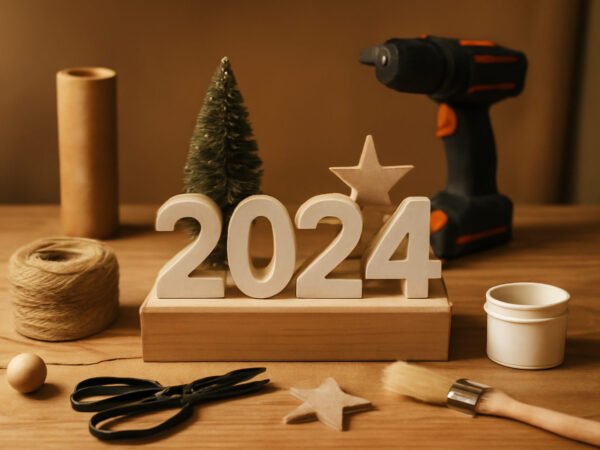 Tischdeko für Silvester selber machen Holz in 7 Schritten