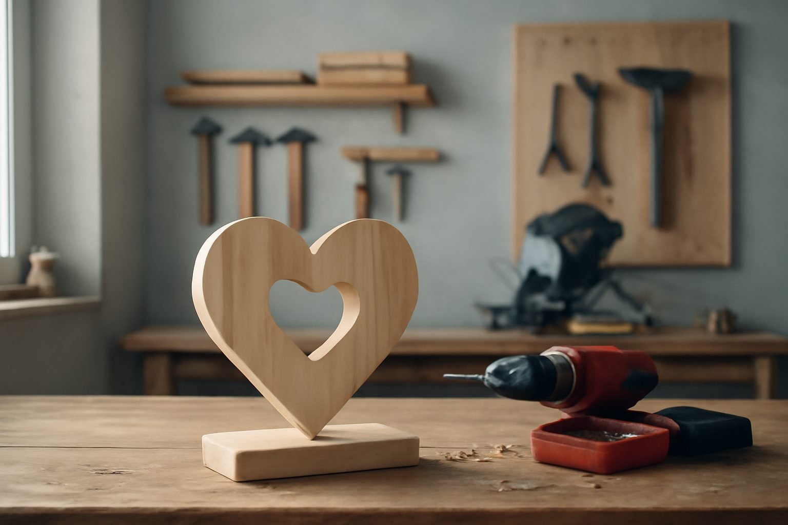 Valentinstag Dekoration aus Holz selber bauen in 6 Schritten