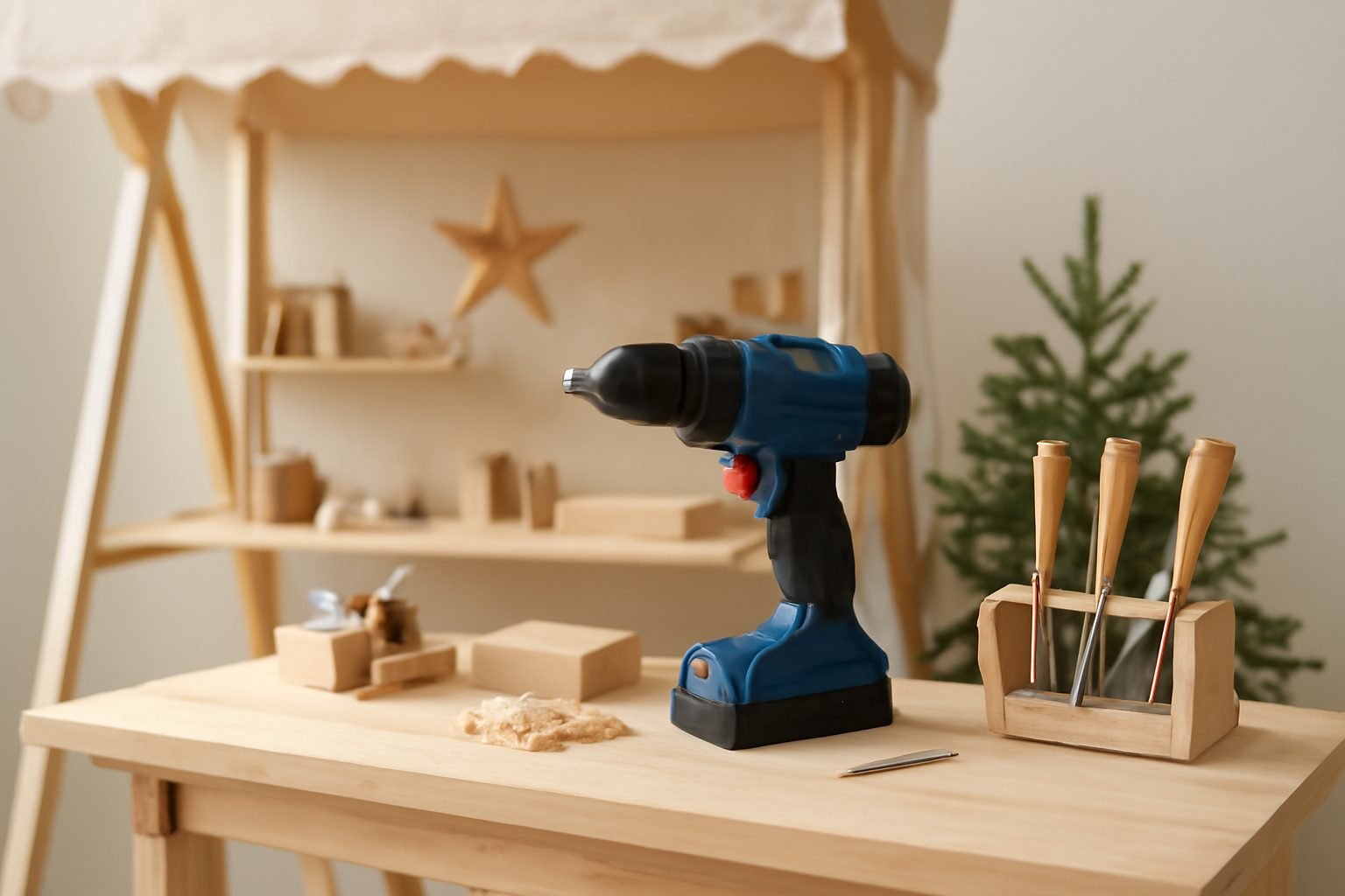 Verkaufsstand für den Adventsmarkt bauen